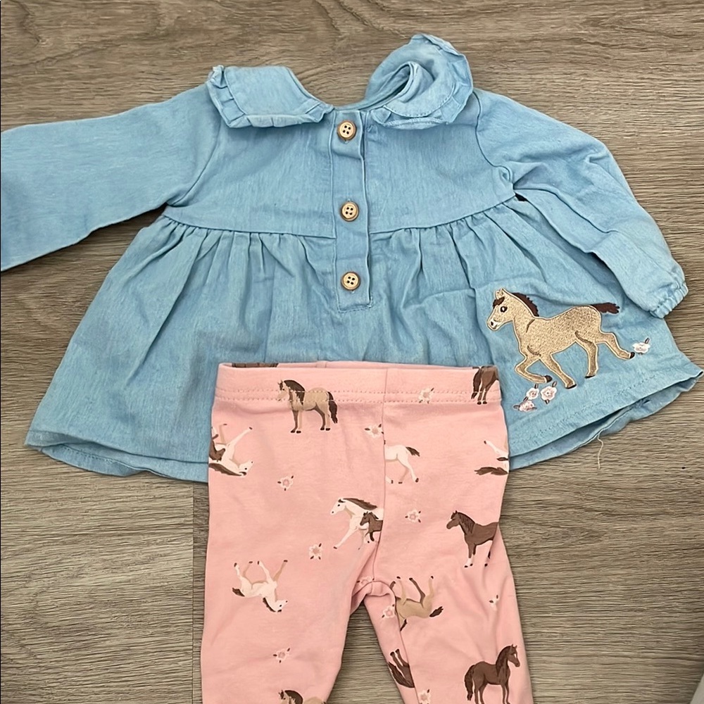 Baby Starters Blue and Pink Horse Matching Set